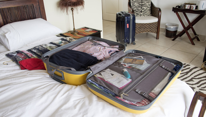 Unpacking suitcase